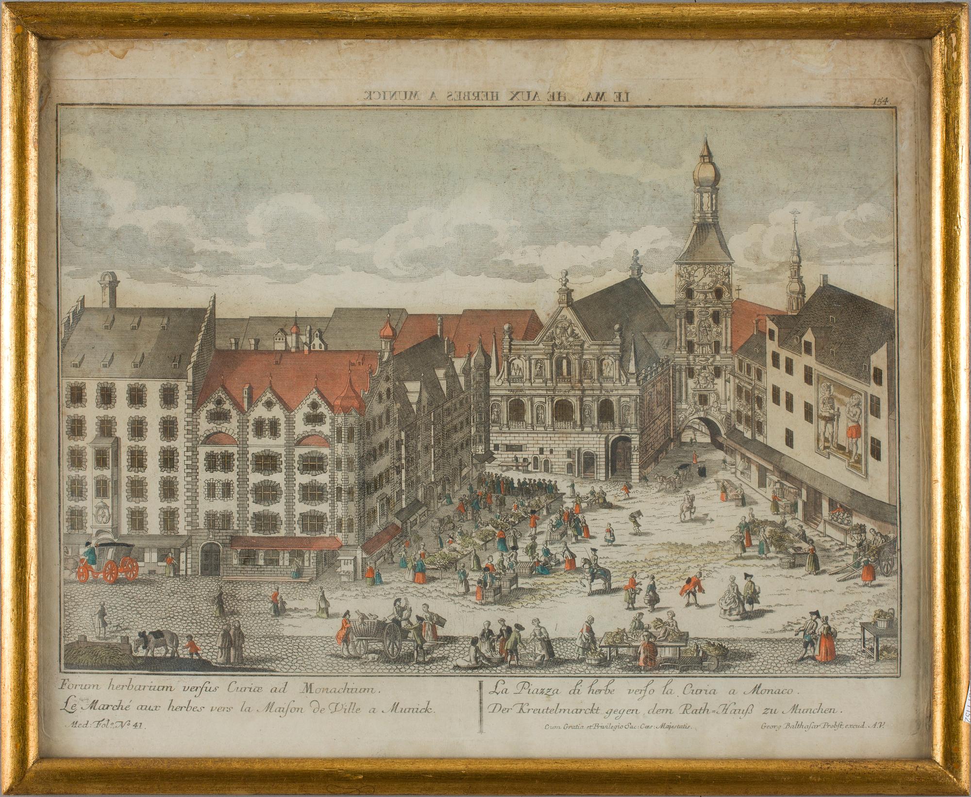 KOPPARSTICK, 5 st, handkolorerade. 1700-tal.