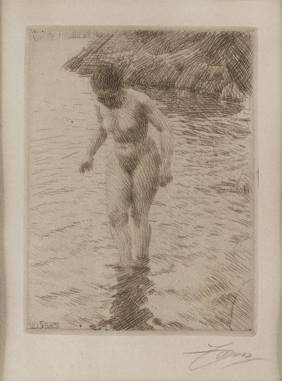 ANDERS ZORN, etching, signed Zorn in pencil and dated 1915 in the plate. "Dalarö".