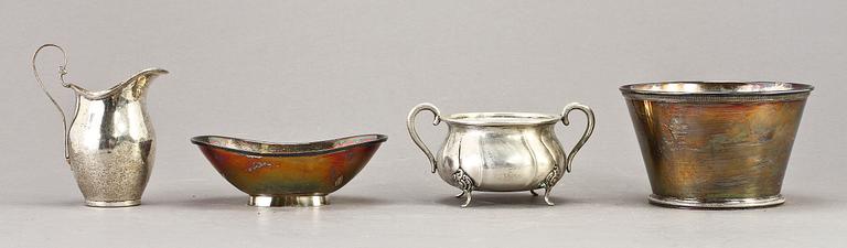 PARTI SILVER, 4 delar, silver, 1900-tal. Vikt ca 436g.
