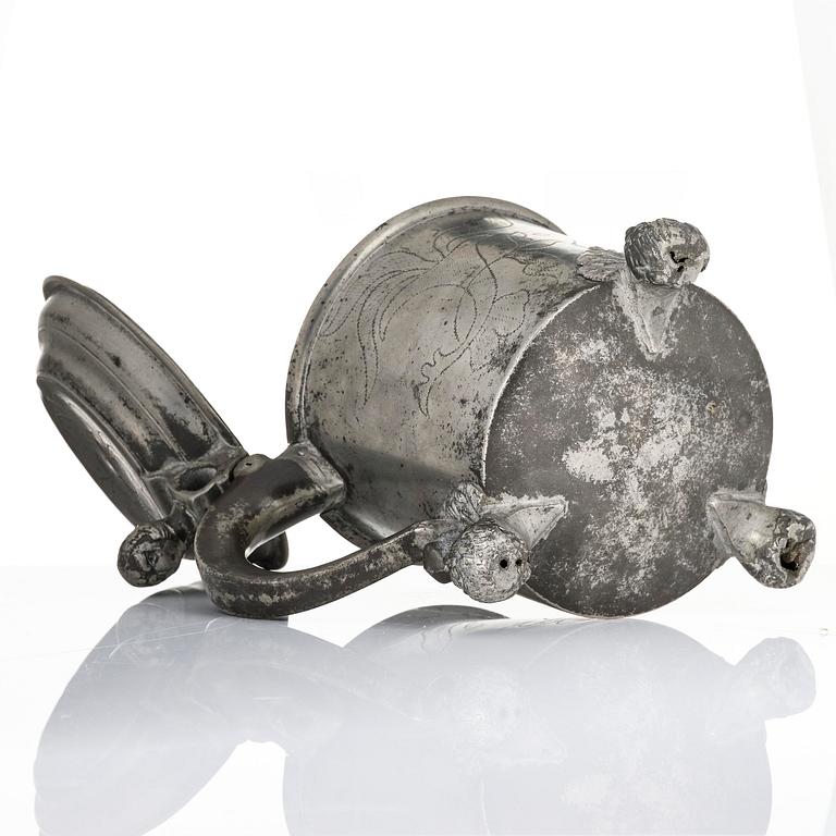 A pewter tankard by G. Östling, Vimmerby 1777.