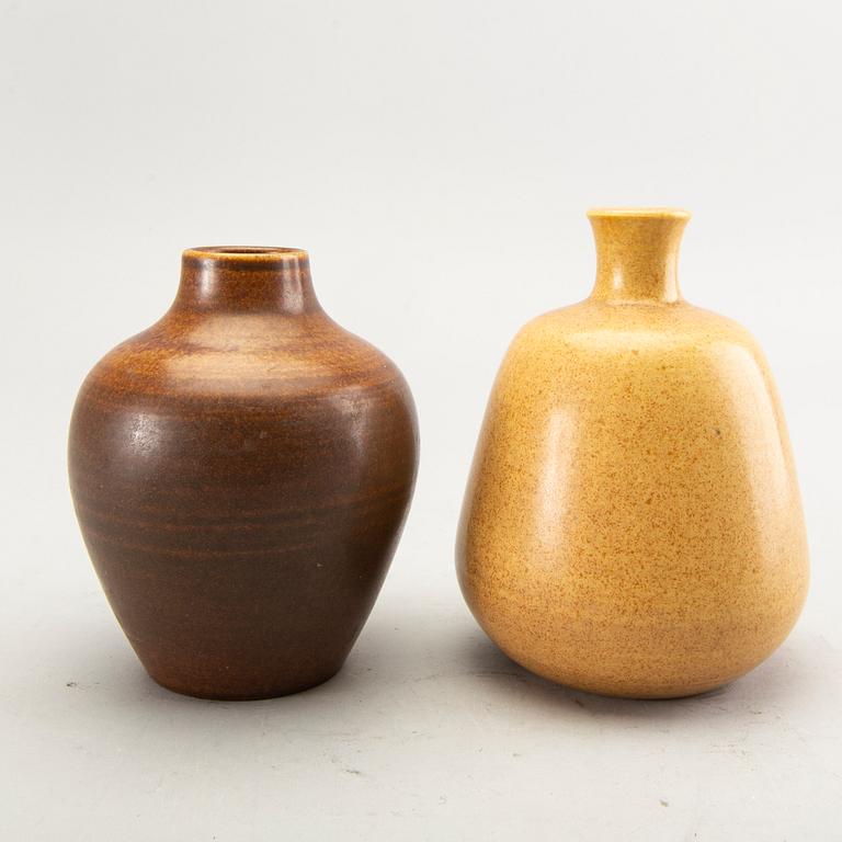 Erich & Ingrid Triller, a glazed stoneware bowl and two vases, Tobo.