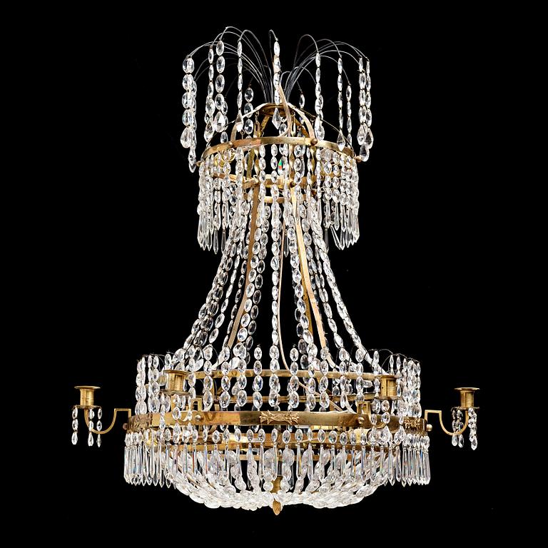 A late Gustavian circa 1800 seven-light chandelier.