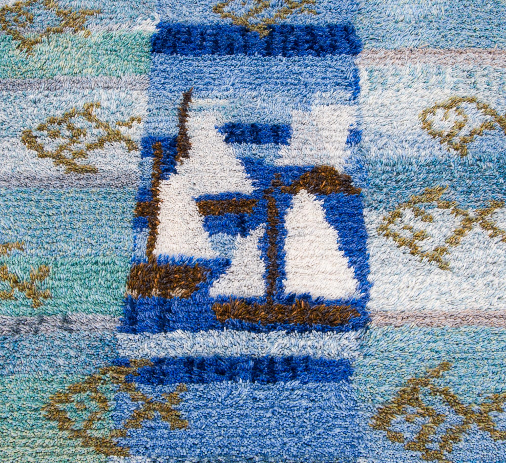 Toini Nyström, rya, modell för Finska handarbetets vänner. Ca 135 x 105 cm.