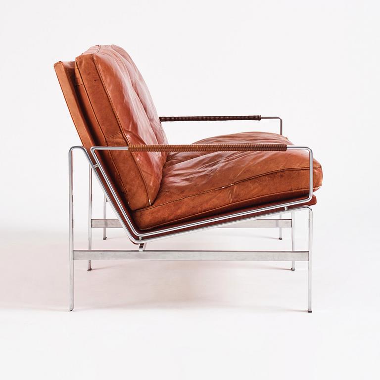 Preben Fabricius & Jørgen Kastholm, a two-seated brown leather sofa, Kill International, Germany 1960s.