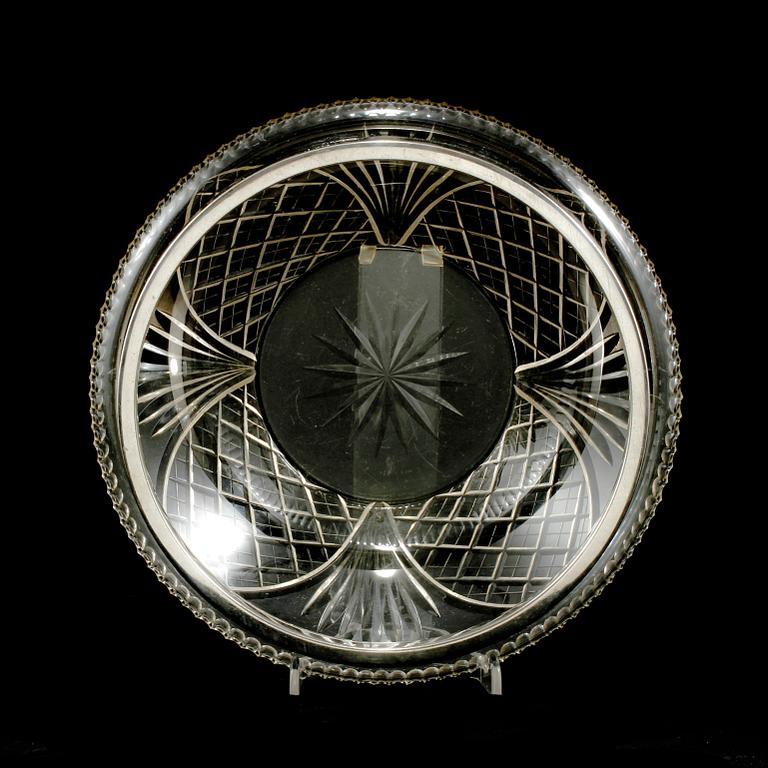 SKÅL, nysilver och glas, Würtembergische Metallwaren Fabrik, Tyskland, 1900-talets första hälft.
