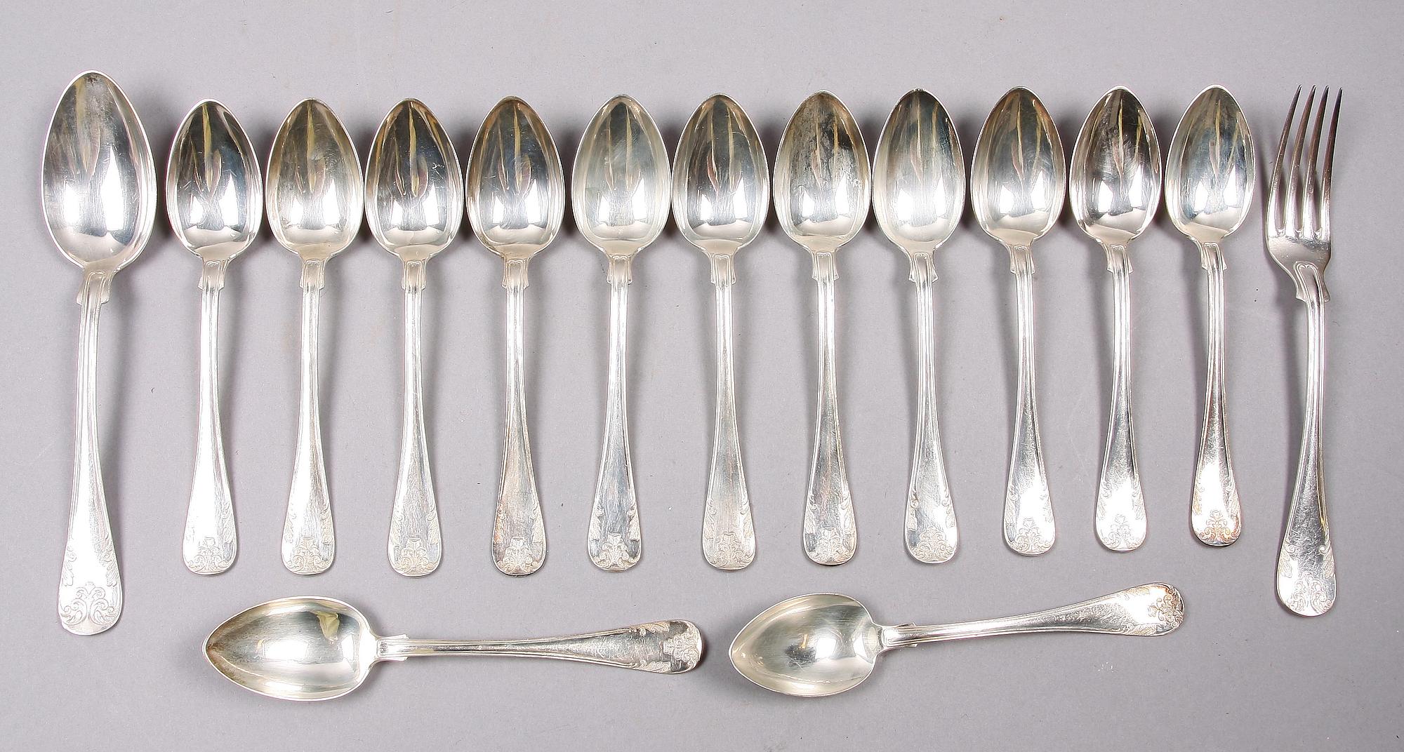 BESTICKSERVISDELAR, 15 st, silver, bl a GAB, K Andersson, AG Dufva, Stockholm, 1912-7.