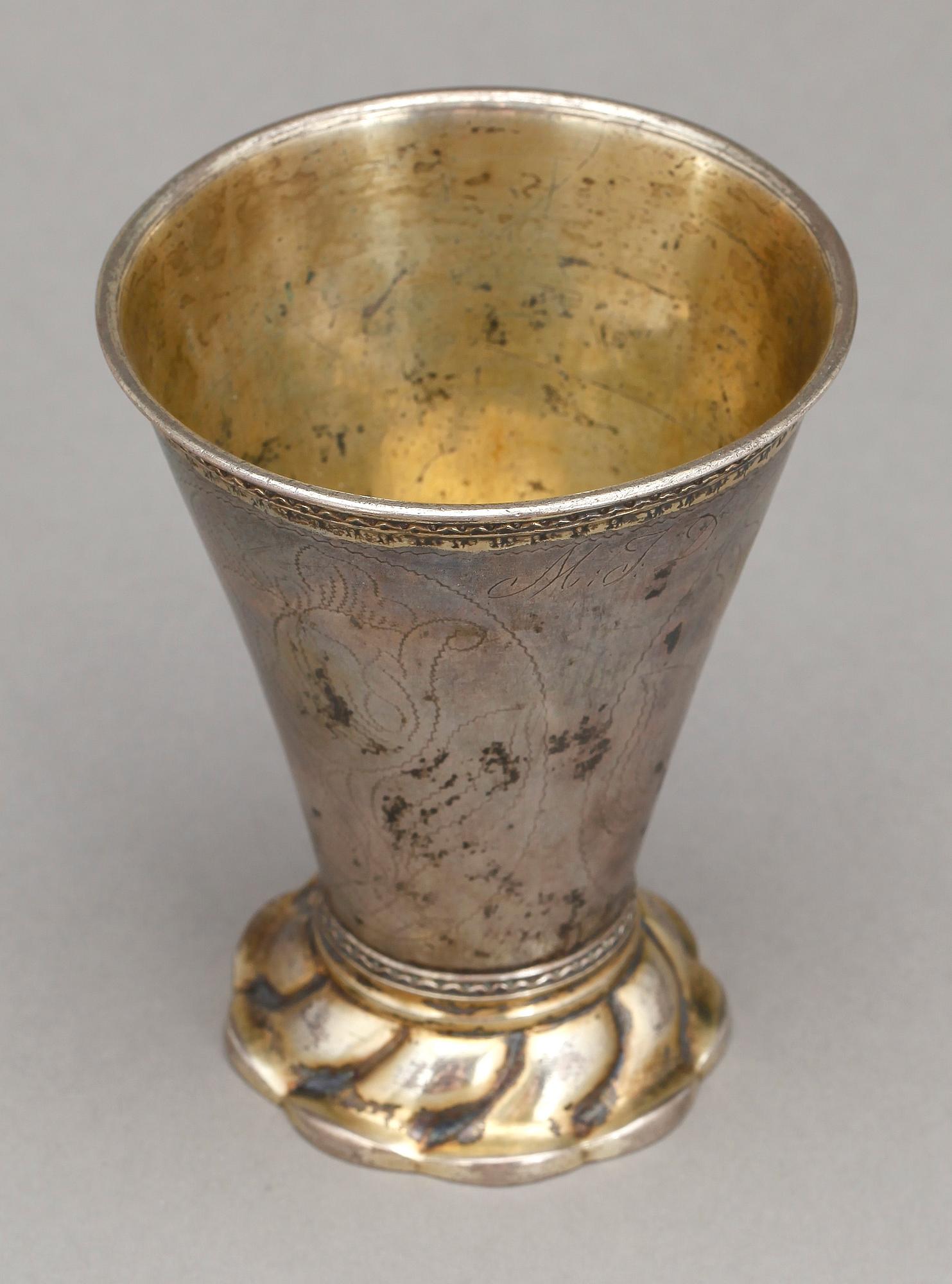 BÄGARE, silver, Christoffer Baumann, Hudiksvall 1781. Vikt ca 81 gram.