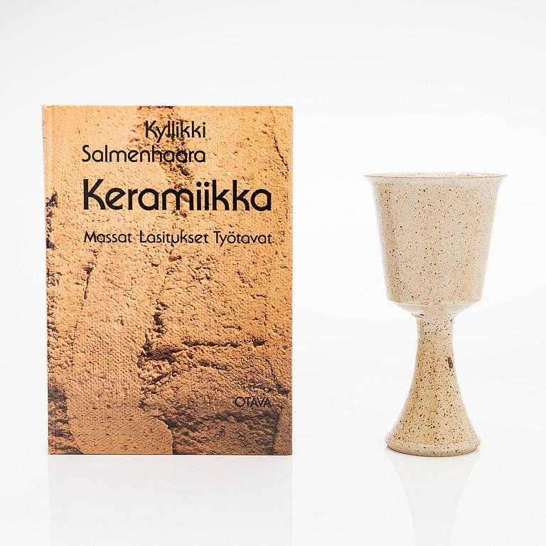 Kyllikki Salmenhaara, astoneware goblet , signed KS and book published by Kyllikki Salmenhaara.
