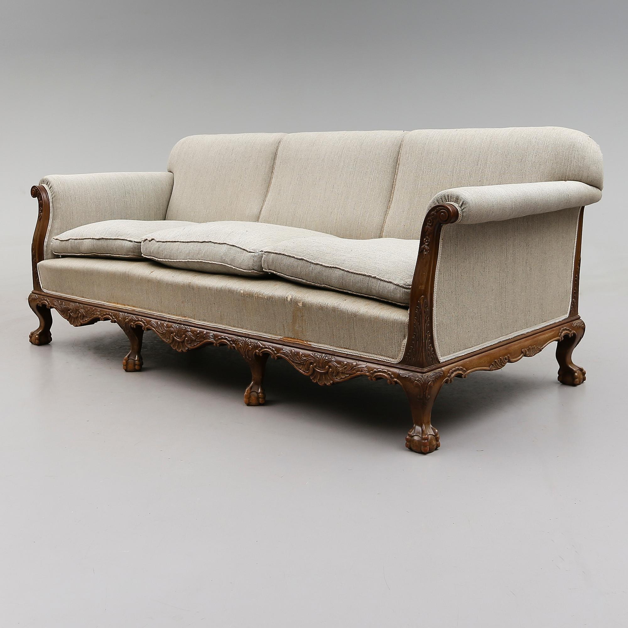 SOFFA, chippendalestil, 1900-talets första hälft.