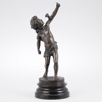 STATYETT, brunpatinerad brons, märkt Goldscheider, 1800-tal.