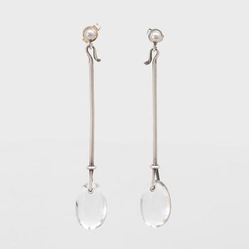 A pair of silver and rock crystal earrings by Vivianna Torun Bülow-Hübe for Georg Jensen.