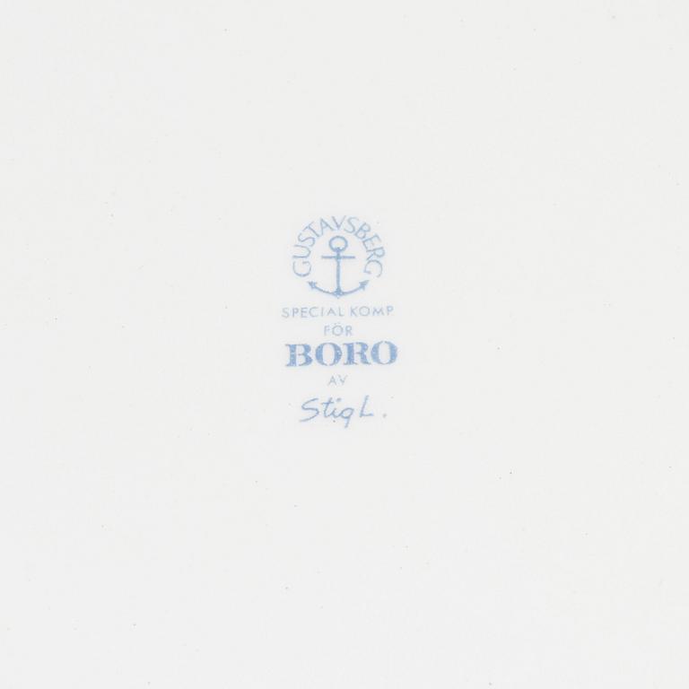 Stig Lindberg, tekoppar med fat, 8 st "Boro", Gustavsberg.