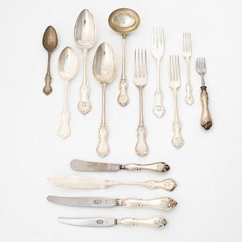 A 206-pieces Swedish silver cutlery set, model 'Olga', predominantly CG Hallberg, Stockholm, inclduing 1946.