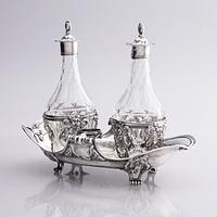 A French 18th century silver cruet-set, marks of Joseph Bouillerot, Paris 1775.