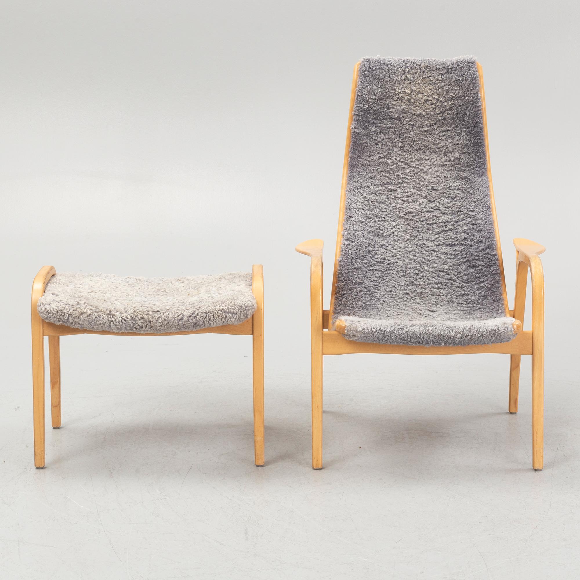 Yngve Ekström, fåtölj med fotpall, "Lamino", Swedese.