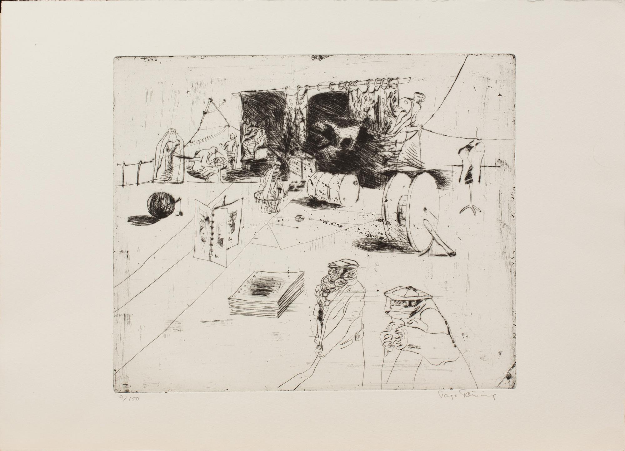 MAPP, litografier 5 st, bl.a. Jörgen Fogelquist, Ulf Trotzig, Anders Österlin, Nr 9/150, daterad 1974.