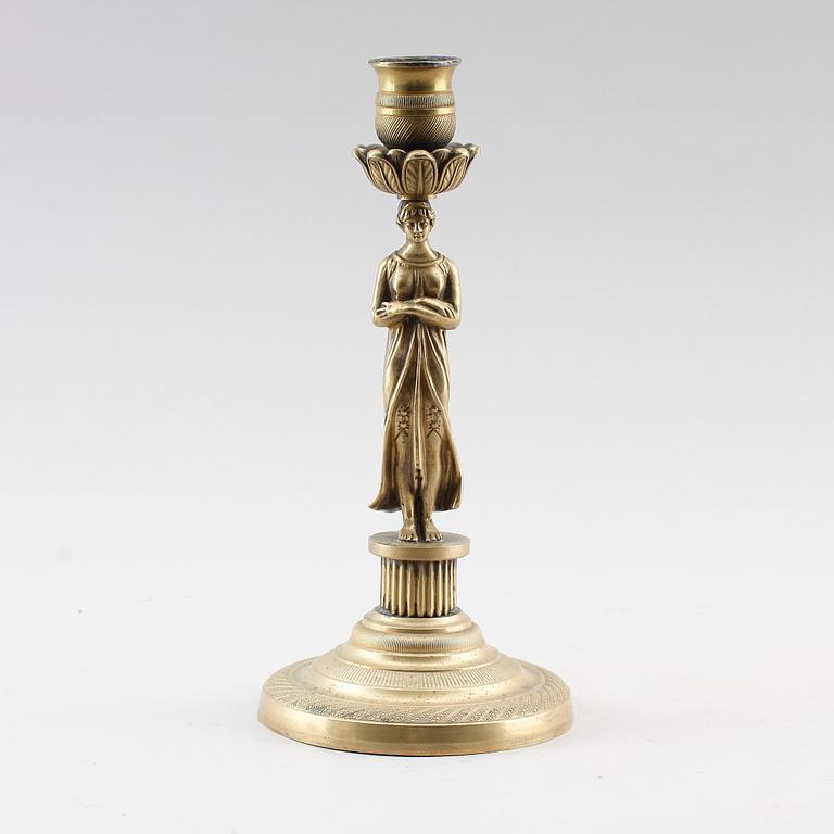 LJUSSTAKE, brons, sengustaviansk, sent 1700-tal.