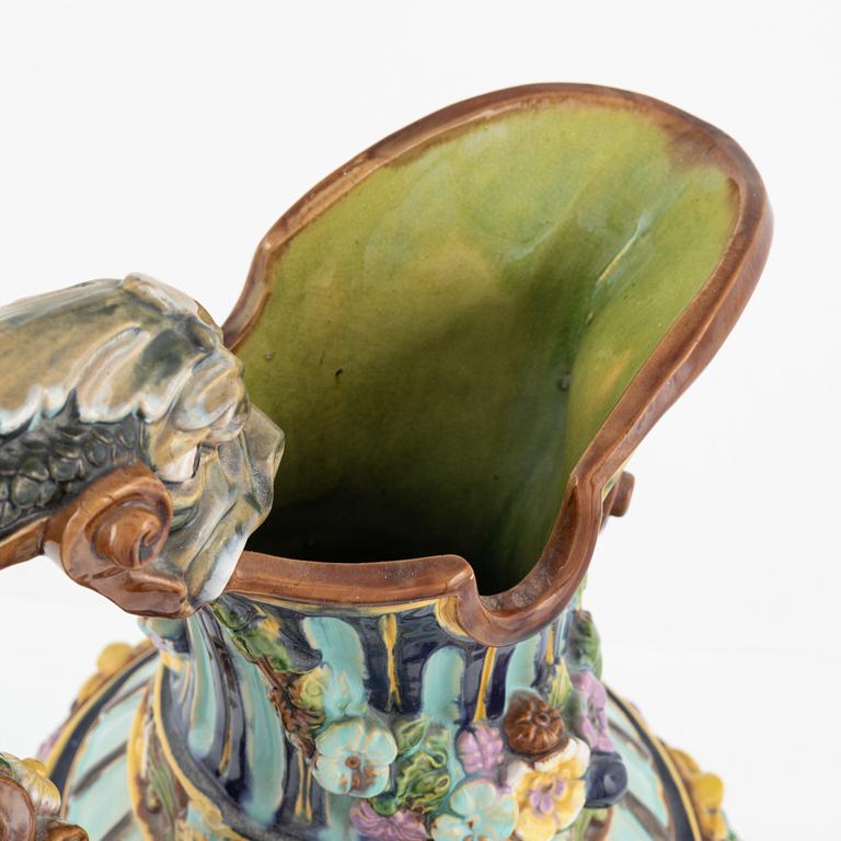 Wilhelm Schiller & Sons, a majolica pitcher, late 19th century.