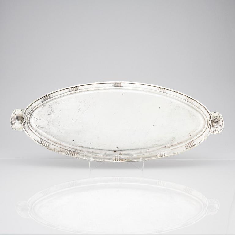 Georg Jensen, skaldjursbricka/ fiskfat, Köpenhamn 1920, 830/1000 silver, design nr 885.