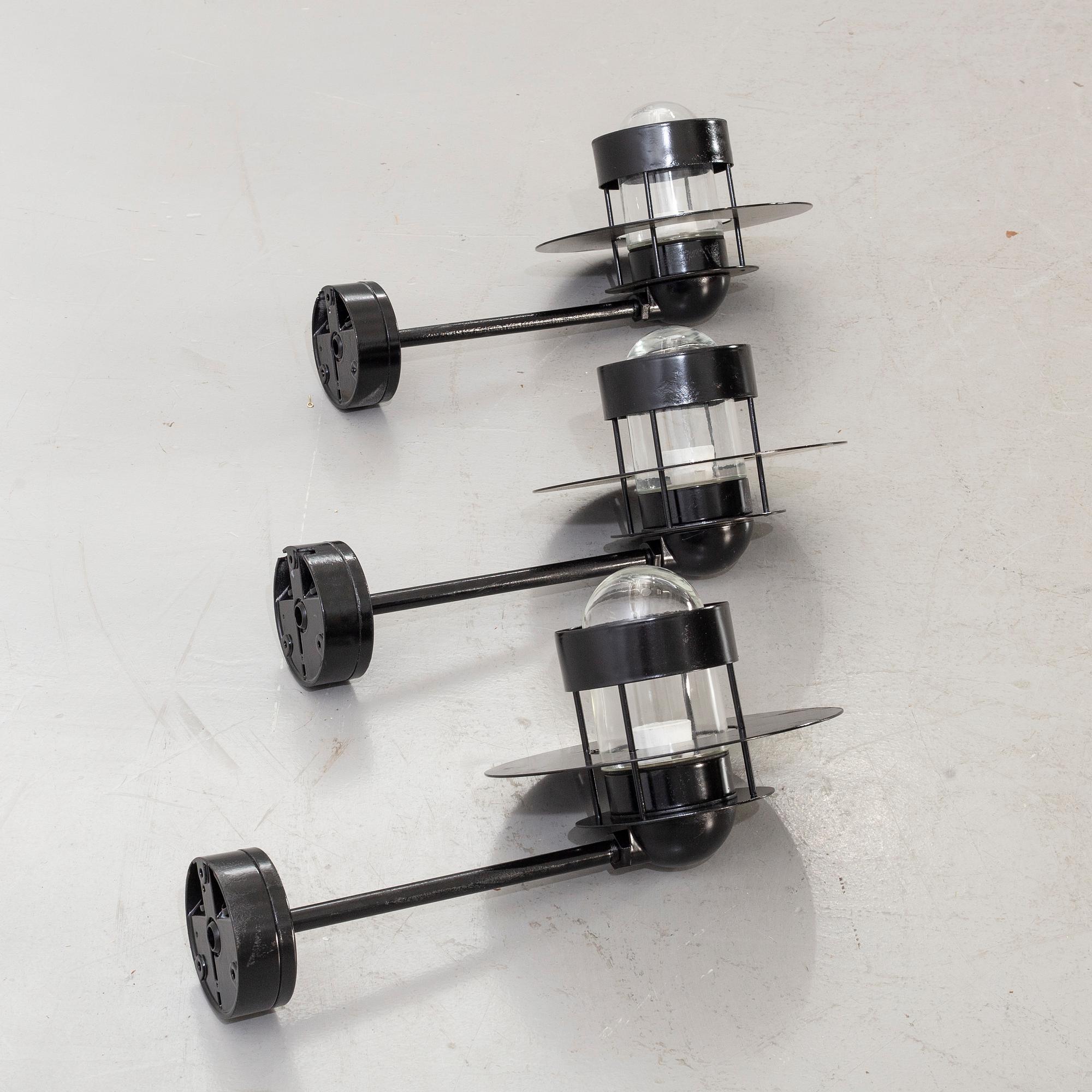 JENS MØLLER-JENSEN, three wall lamps for out doors, "Albertslund", Louis Poulsen.