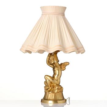 Alice Nordin, a gilt bronze Art Nouveau table lamp, Sweden, ca 1900.