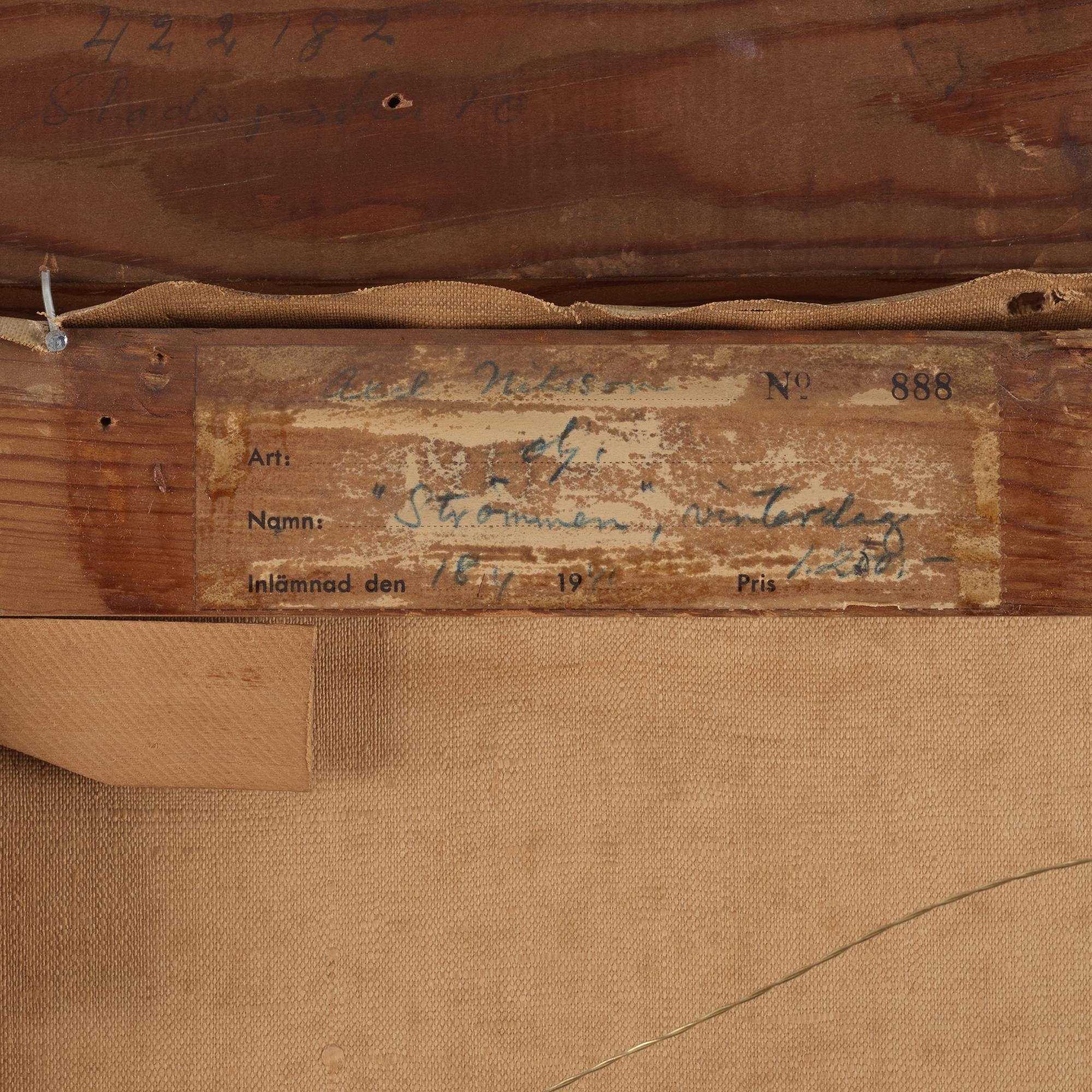 AXEL NILSSON, olja på duk, signerad och daterad -41.