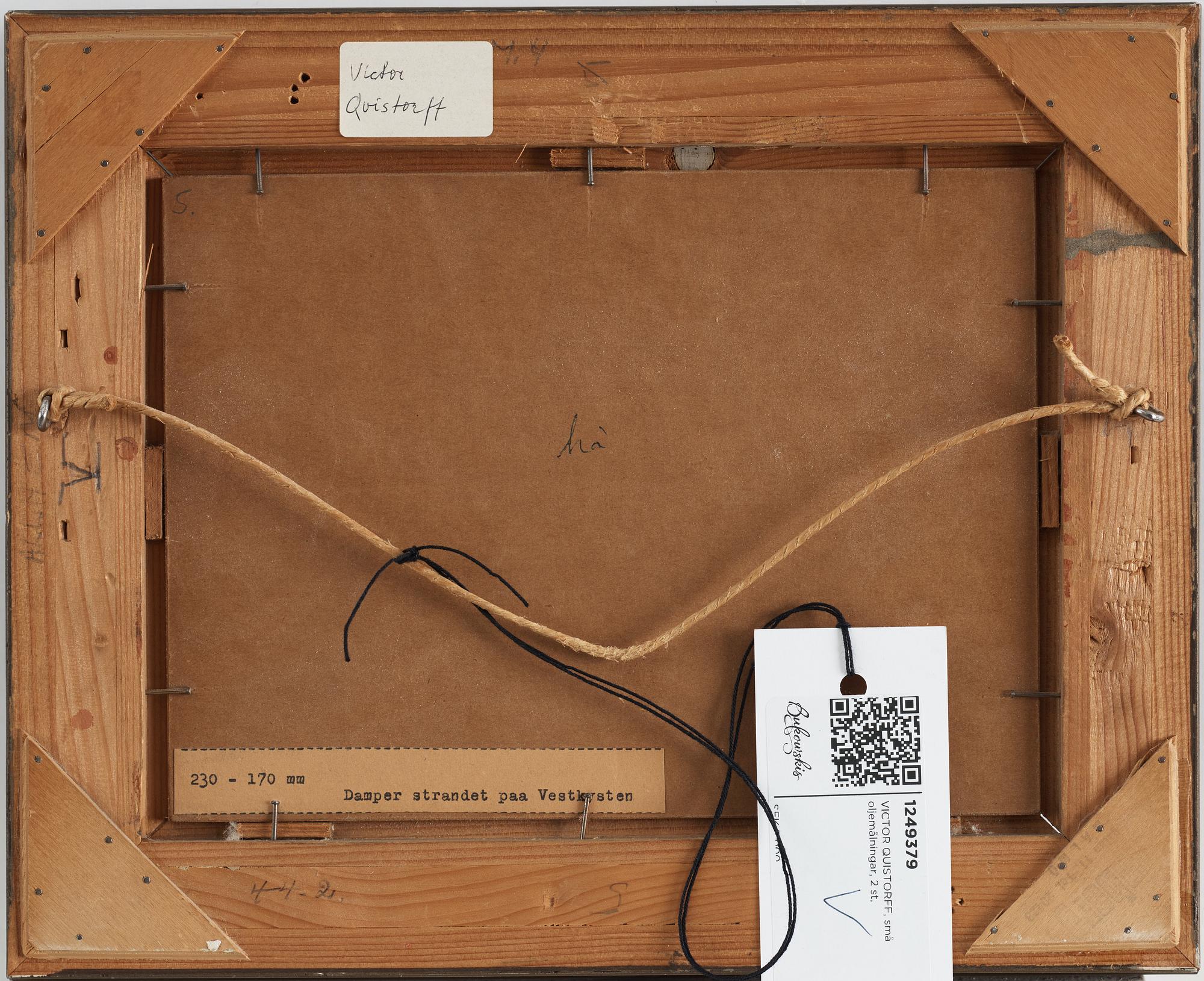 VICTOR QUISTORFF, oil on panel (2), one signed and dated V Quistorff 1940.