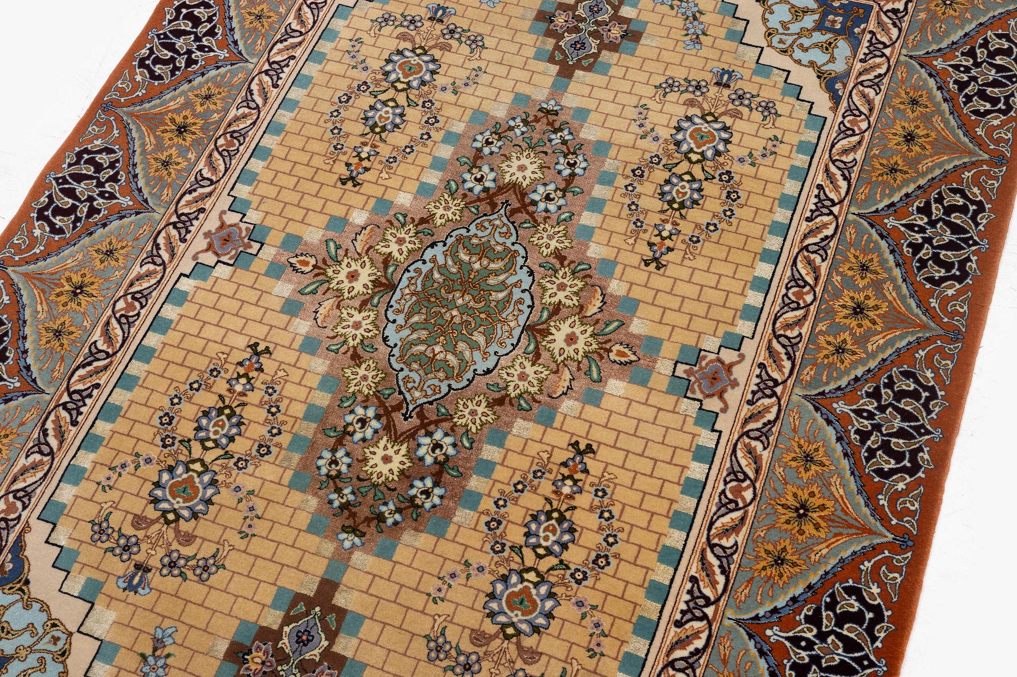 A part silk Isfahan rug, Central Persia (Iran), signed 163 x 108 cm.