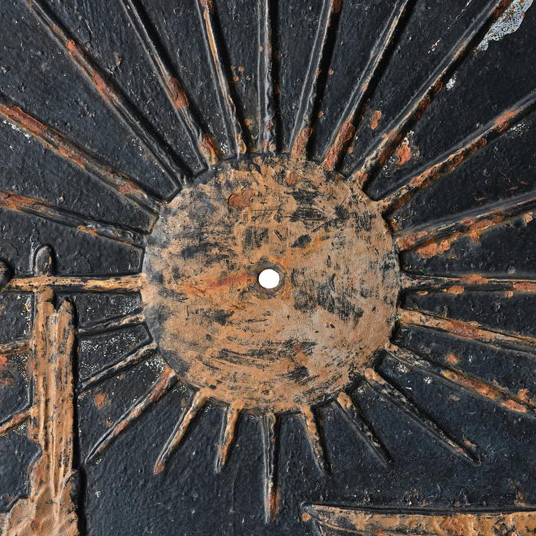 Ulla Fogelklou-Skogh, a sundial, "Daidalos och Ikaros", Ystad Metallindustri, Sweden, 1930-40s.
