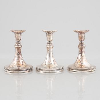 Three silver candlesticks, MGAB Uppsala, 1958-1963.