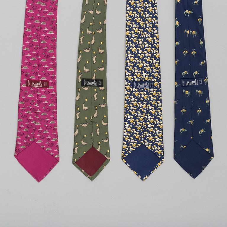 A set of four ties by Hermès.