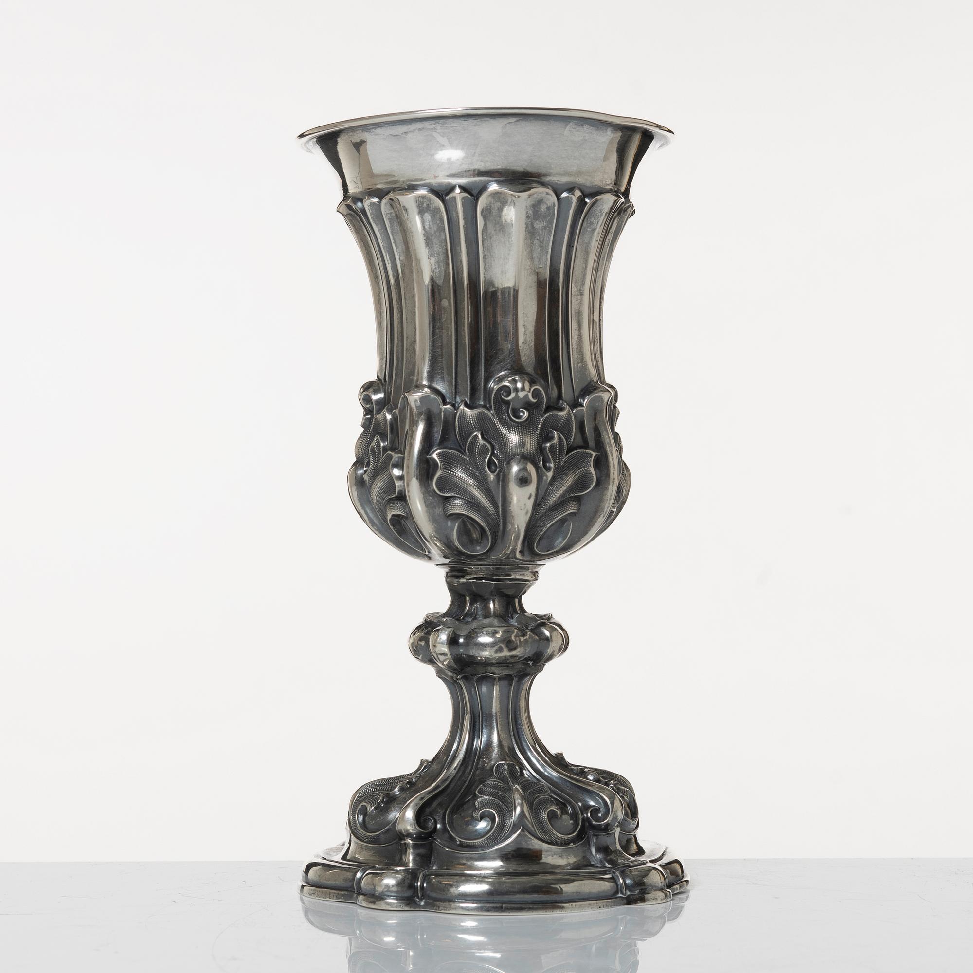 A silver goblet, possibly German, 19th Century.