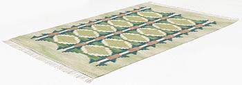 Judith Johansson, a carpet, 'Pergola', flat weave, approximately 245 x 172 cm, signed JJ.