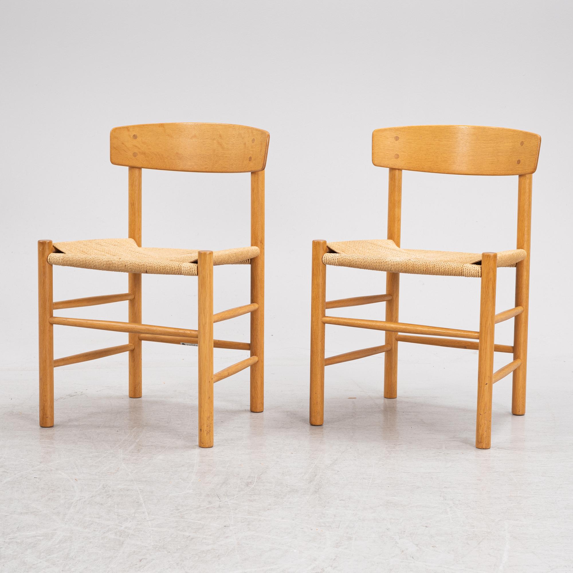 Børge Mogensen, stolar, 6 st, "J39", FDB Møbler, Danmark.