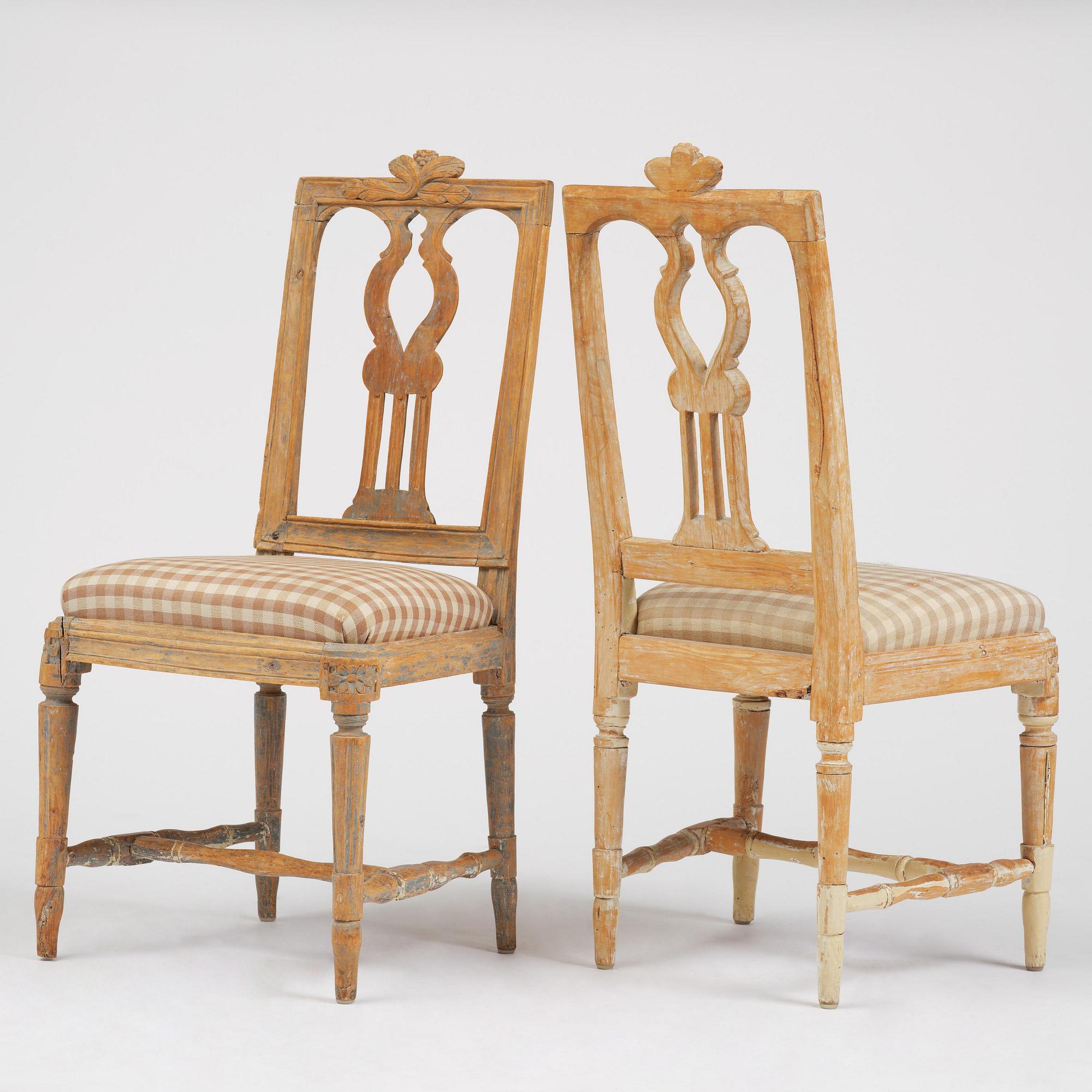 A set of six Gustavian chairs, late 18th century.