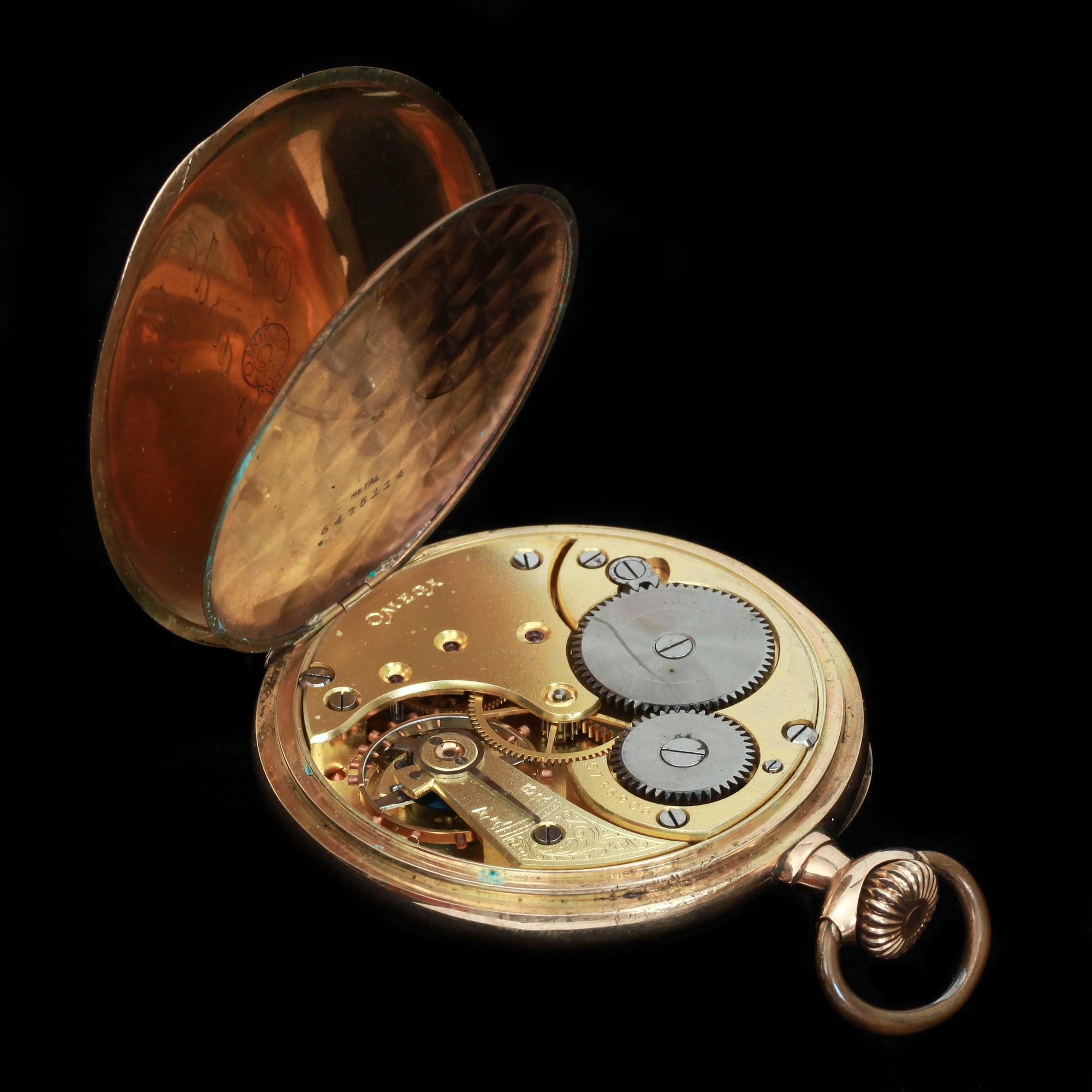HERRFICKUR, Omega, 14k guld, omkring år 1900.