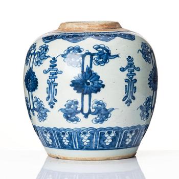 A blue and white jar, Qing dynasty, 18th Century.