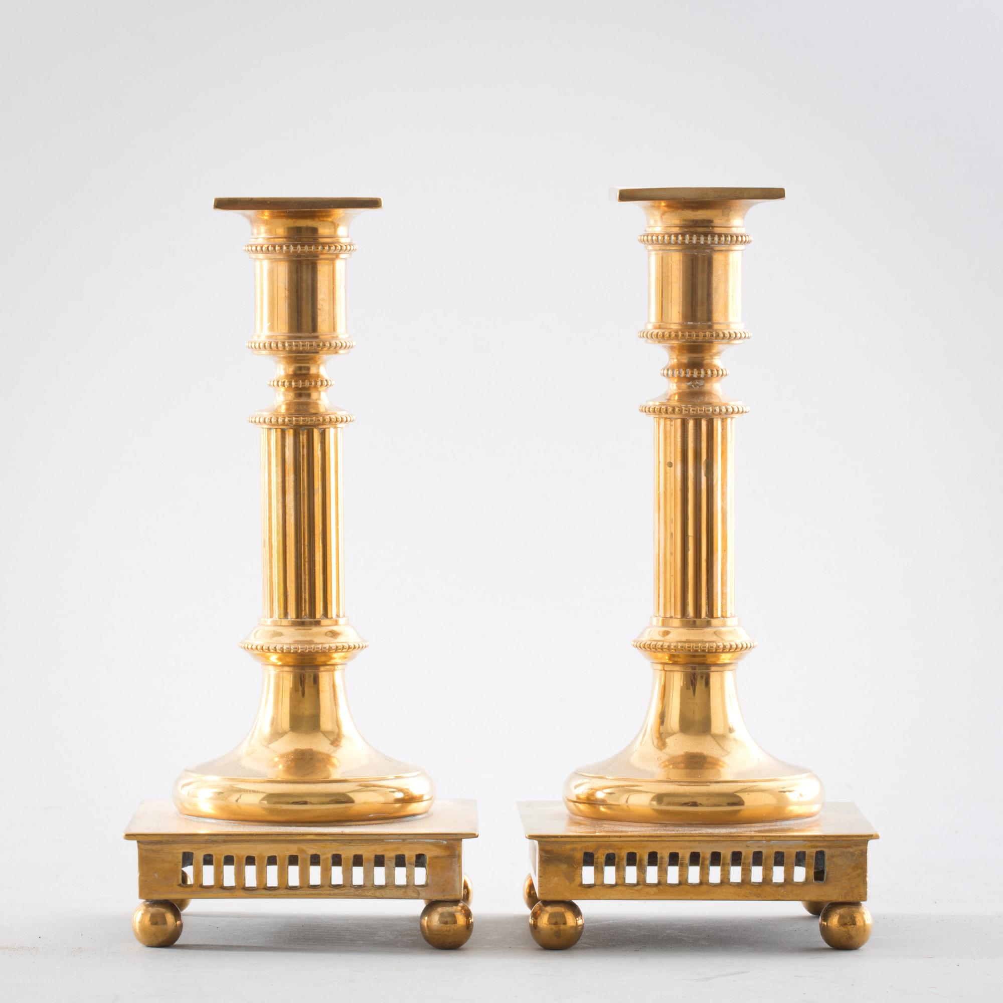 LJUSSTAKAR, ett par, mässing, Gusums bruk, nr 22.