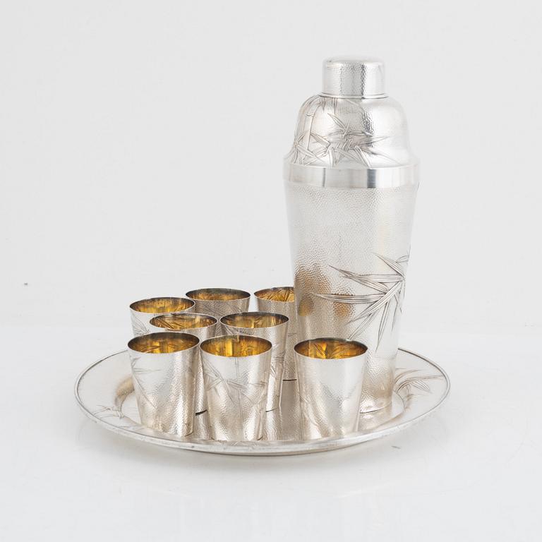 A ten-piece silver cocktail set, Yamato Bros & Co, Kobe, Japan, first half of the 20th century.