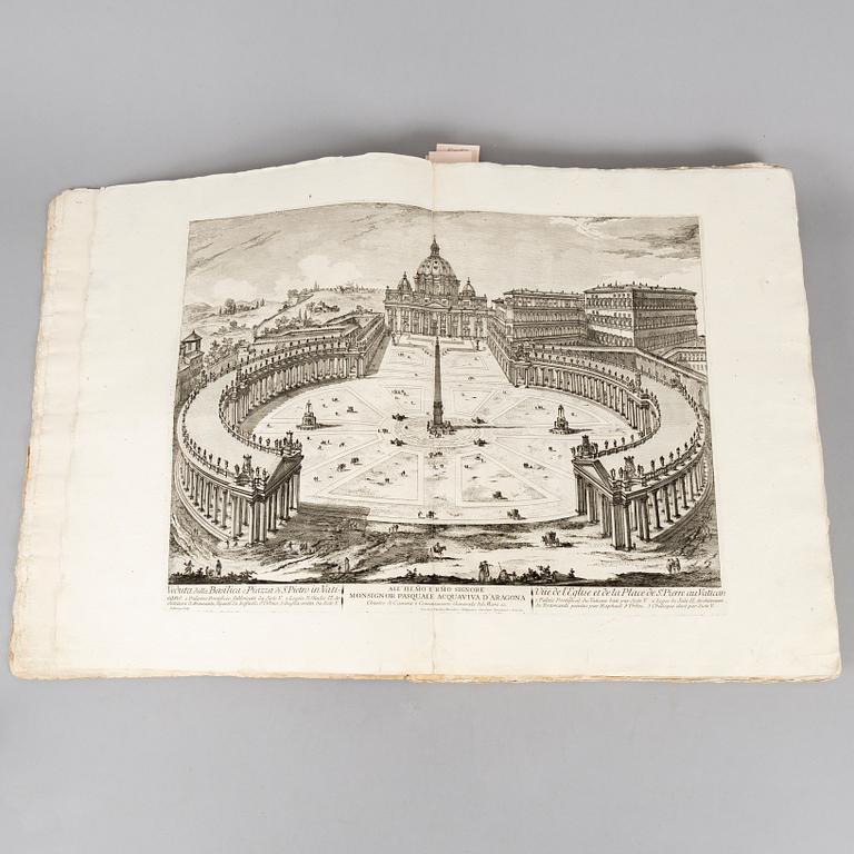 44 magnifika dubbelsidiga planscher från Rom, 1763.