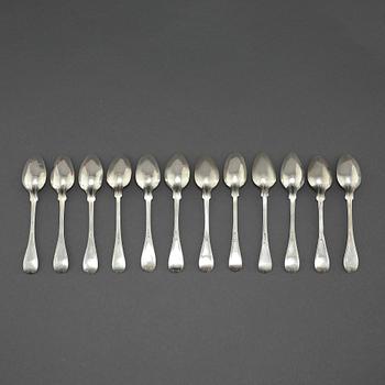 12 swedish silver teaspoons from the 19th century.