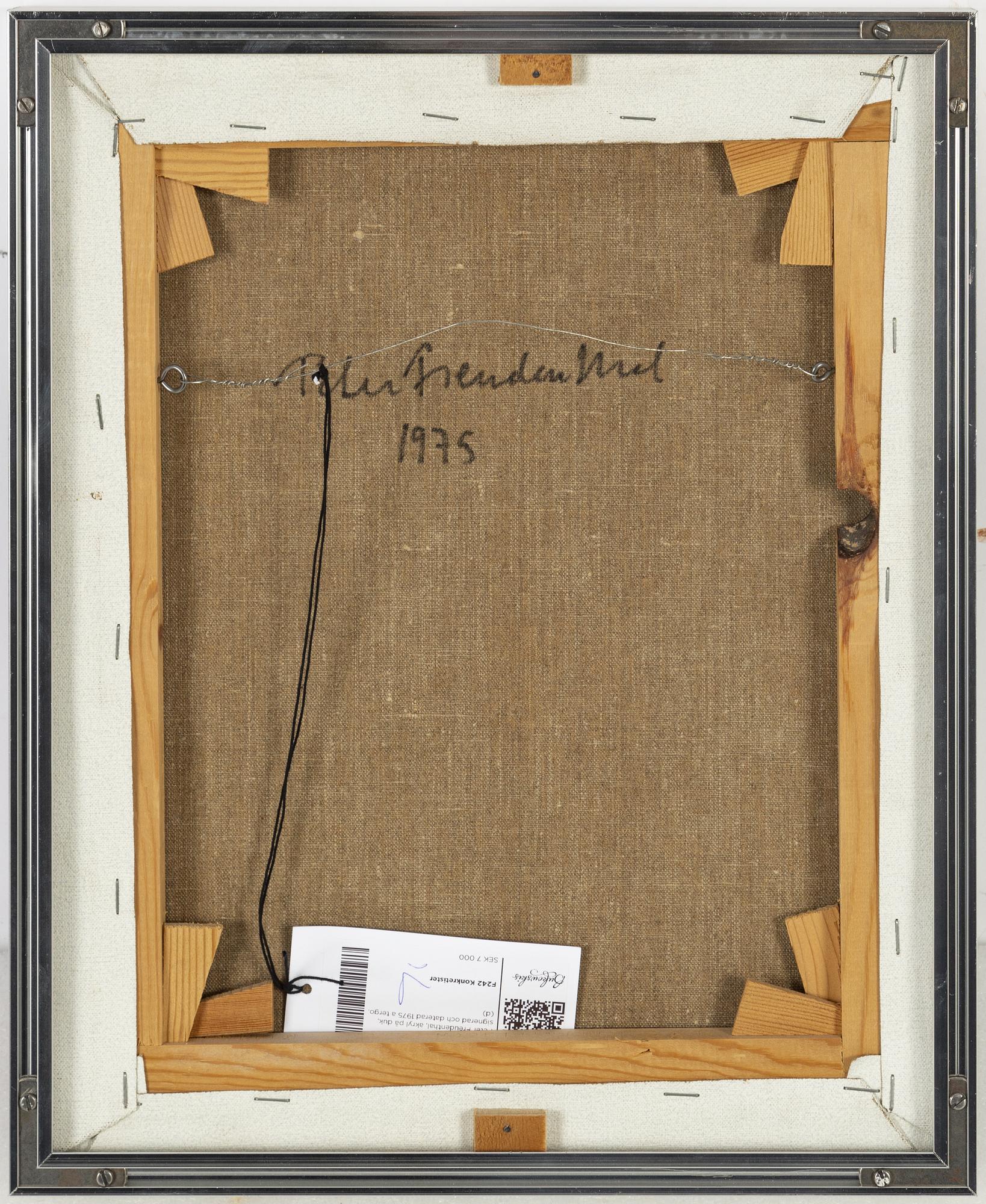 Peter Freudenthal, oil on canvas, signed and dated 1975 verso.