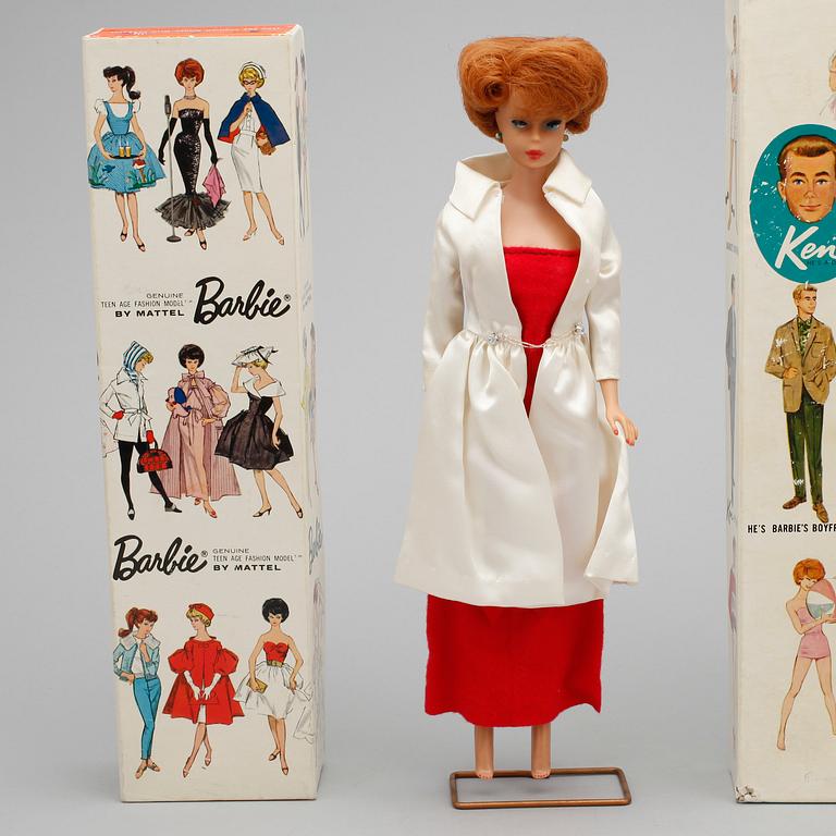 BARBIEDOCKOR, 2 st med tillbehör, Mattel, 1950/60-tal.