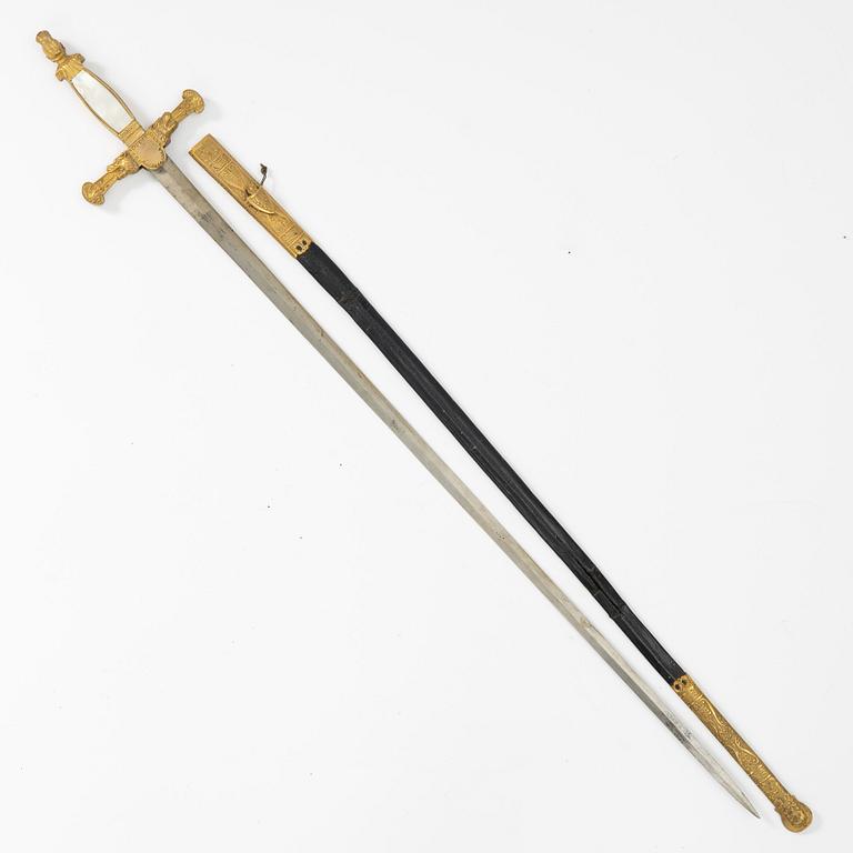 Sword, Swedish, 19th century, for an official with a scabbard.