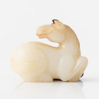 A nephrite sculpture of a horse, China, 20th Century.