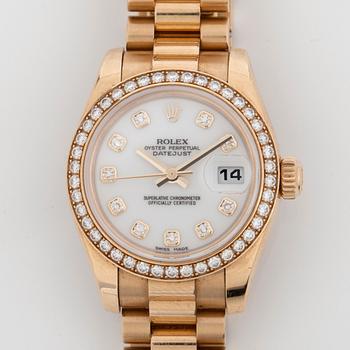 ARMBANDSUR, Rolex Datejust, 18K guld, automatisk. Total vikt inkl ur ca 107 g.