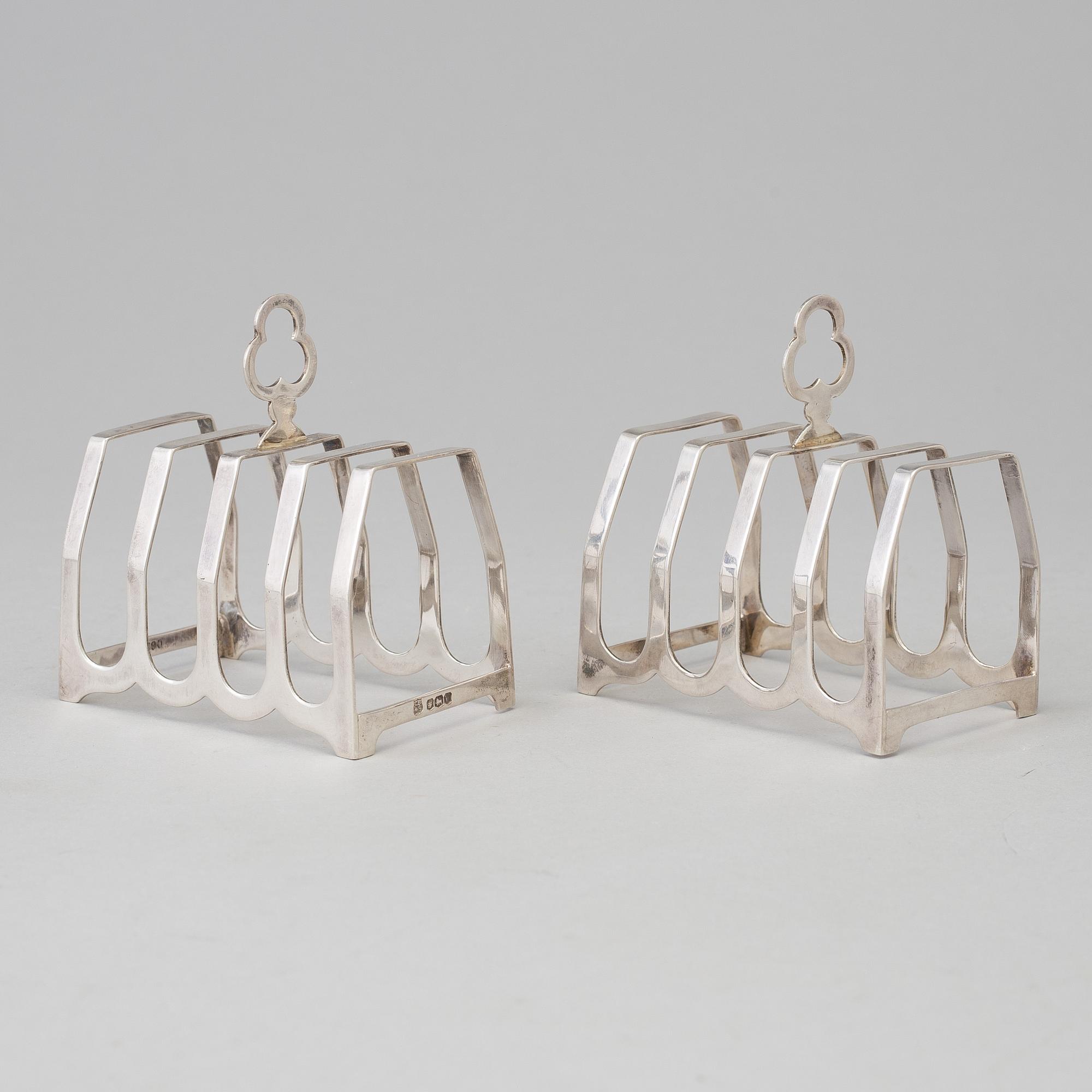 a pair of silver toastracks by Cooper Brothers and Sons, Sheffield 1939.