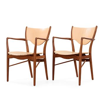 22. Finn Juhl, a pair of teak 'BO 72' easy chairs, Bovirke, Denmark 1950's.