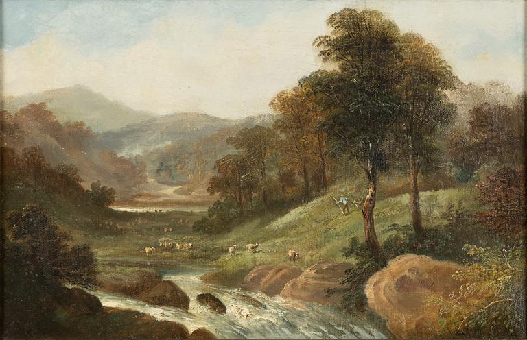 Okänd konstnär 1800-tal, Pastoralt landskap.