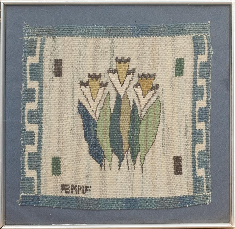 VÄVNAD, röllakansteknik. Blomlapp. Märta Måås Fjetterström AB.